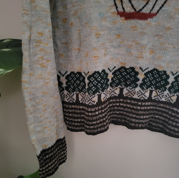 L'AVION VINTAGE HOT AIR BALOON SWEATER M ANTHROPOLOGIE STYLE - Picture 3 of 5